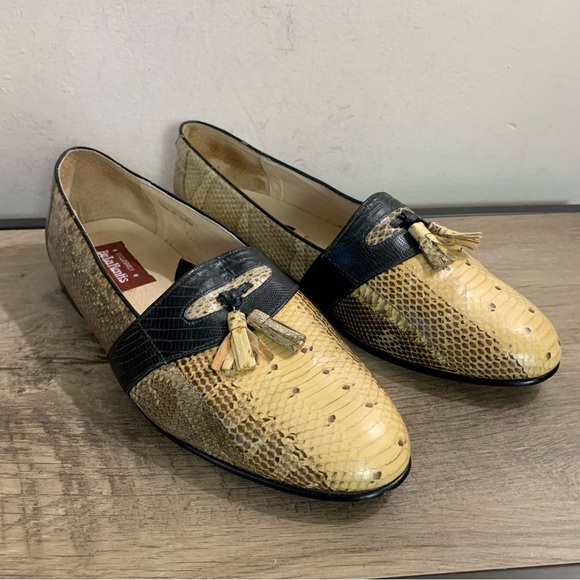 EXOTIC! Men's DE LA RENTIS Genuine Snakeskin & Lizard TASSEL Dress LOAFERS Shoes - Picture 3 of 9
